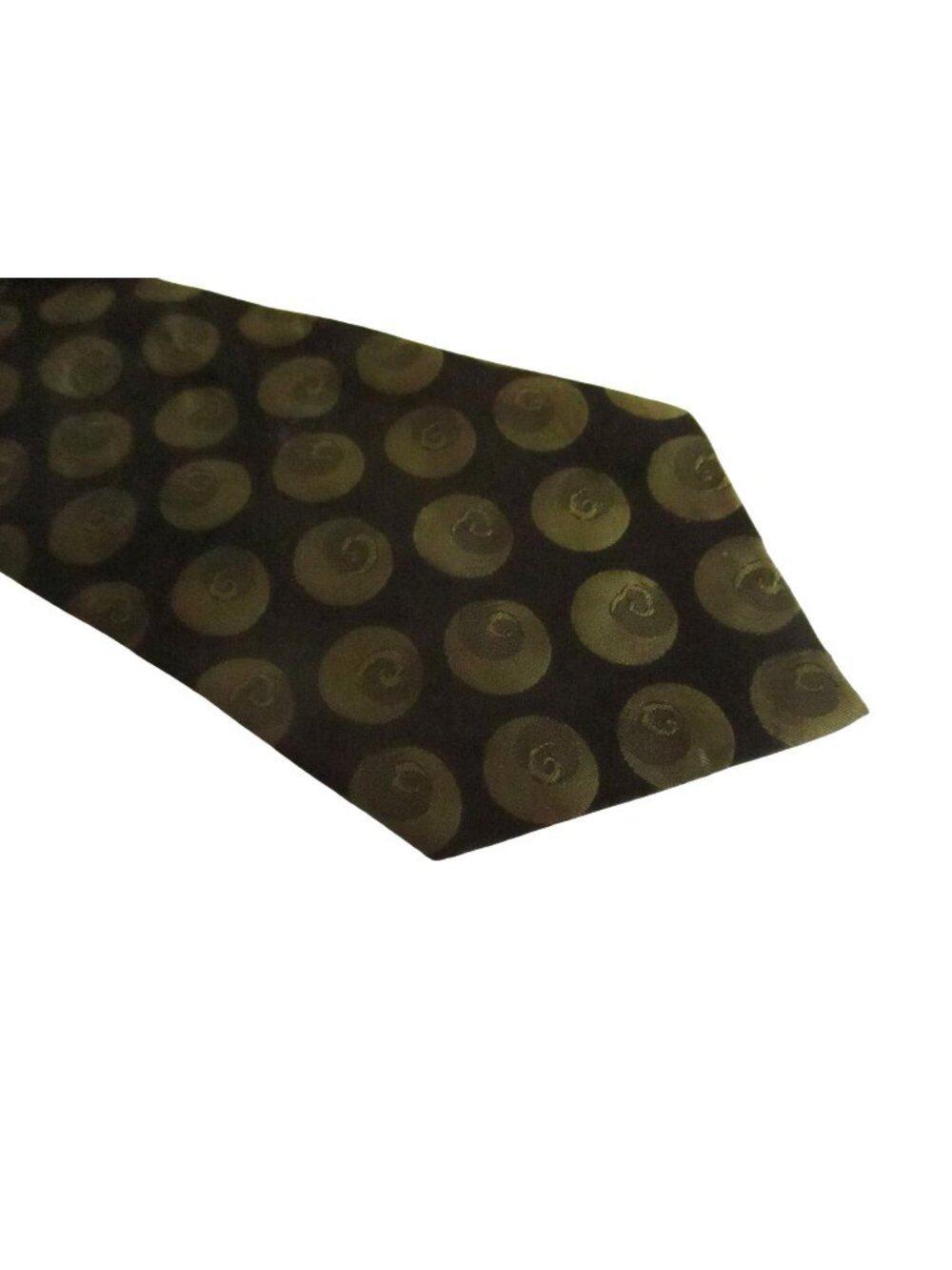 Vintage Mens Silk Neck Tie Green 3.5” 52" Swirl Crown Print